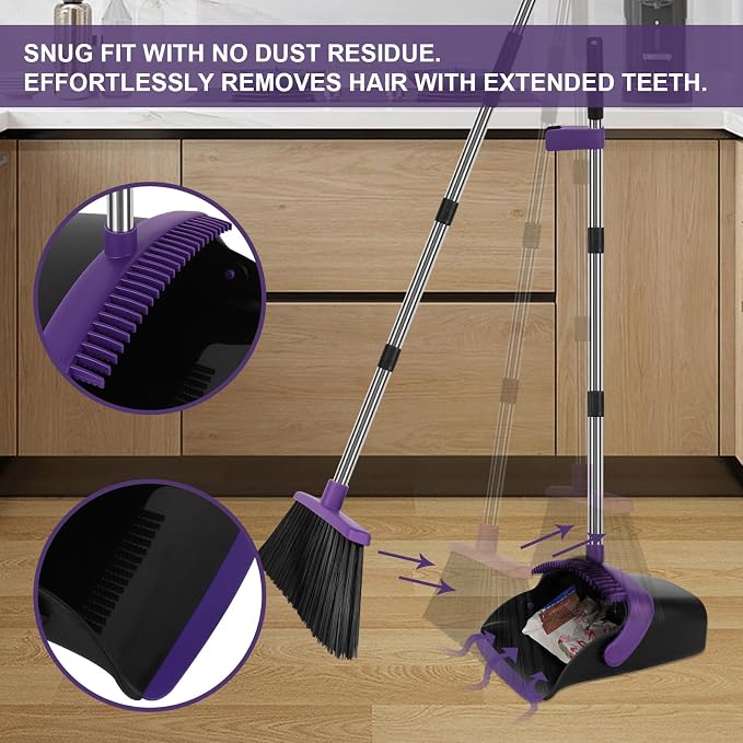 Large Broom and Dustpan Set, Self Cleaning Dustpan - Image 6