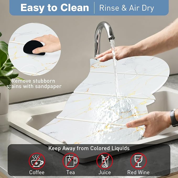 Large Stone Dish Drying Mat for Kitchen Counter, Owl Shape Design Drying Pads - Image 6