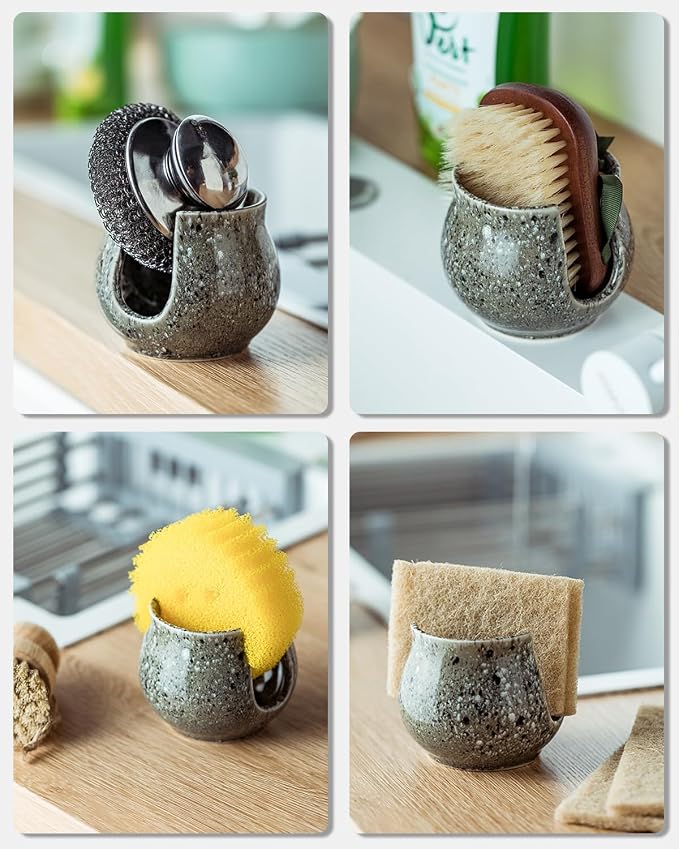 Ceramic Sponge Holder, Kitchen Sponge Holder Sink Caddy Organizer Dish Rack - Image 6