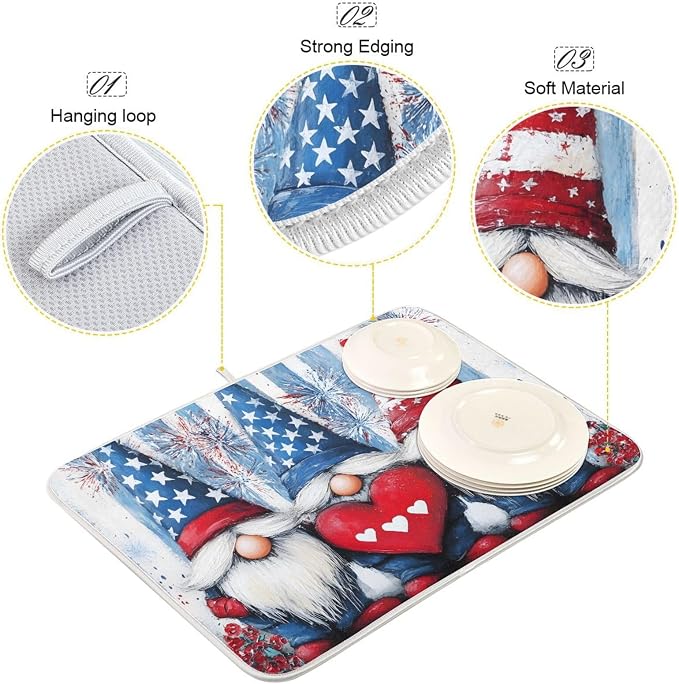 Three Cute Gnomes Pattern Dish Drying Mat - Image 4