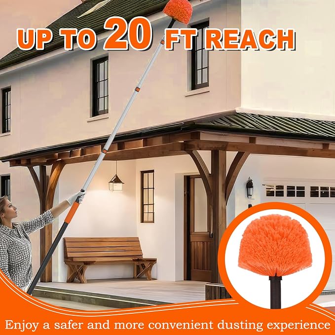 20FT Reach Cobweb Duster with Extension Pole, High Ceiling Long Duster with - Image 6