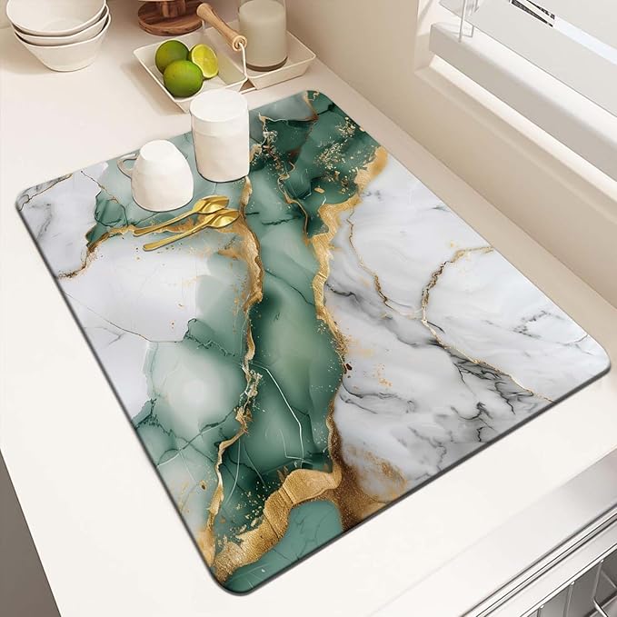 MCALK Marble Green Dish Drying Mat by MCALK