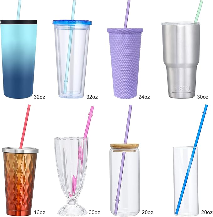 24 PCS, Reusable Straws with 4 Brushes, 10.5" Long Tritan Hard Plastic Straws - Image 4