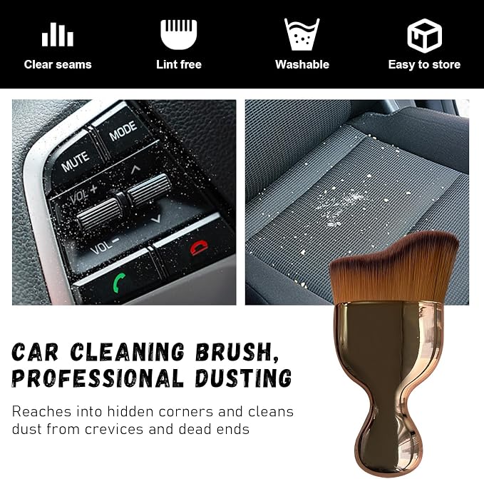 Ziciner Car Detailing Brush, Curved Soft Bristles Auto Removal Dust Collectors - Image 6
