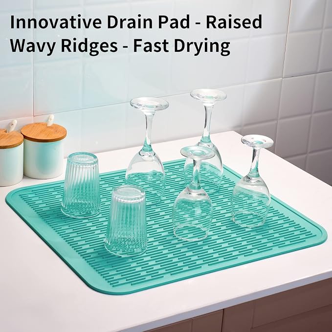 ZLR Silicone Dish Drying Mat for Kitchen Counter, Eco-Friendly Fast Dry Dish Mat - Image 8