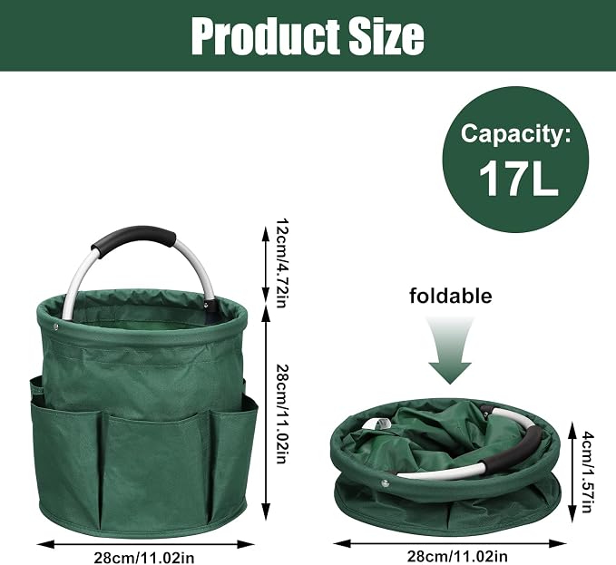 17L Portable Cleaning Bucket Organiser, 6 Pockets Foldable Cleaning Caddy - Image 2