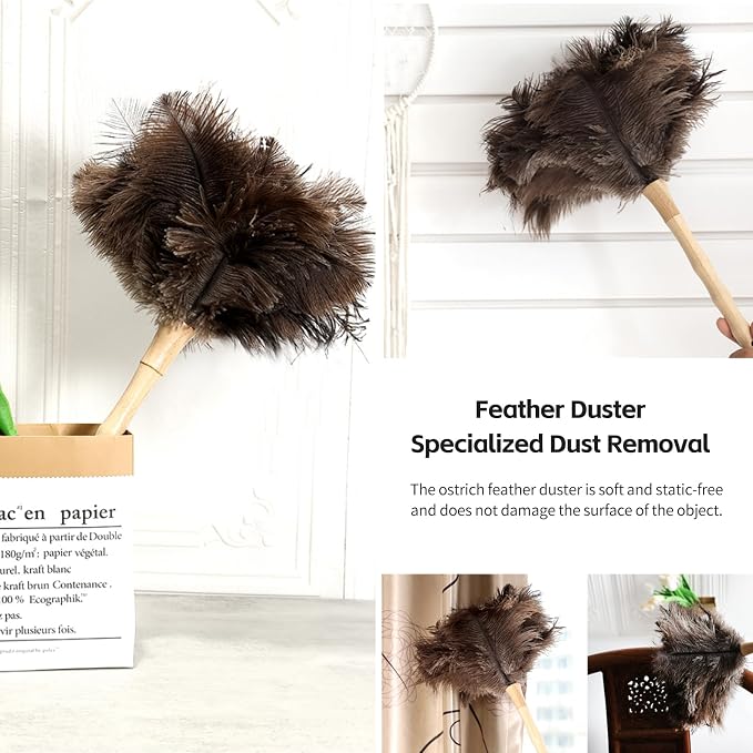 Ostrich Feather Duster 16 inch Feather Duster Fluffy Natural Genuine Ostrich - Image 6
