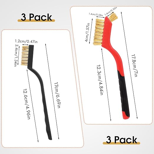 6 Pieces Wire Brushes Set, Small Metal Brass/Stainless Steel/Nylon Brushes - Image 2