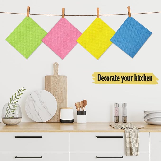 Swedish Dishcloths, Reusable Soft Kitchen Towels, Absorbent Sponge Cleaning - Image 2