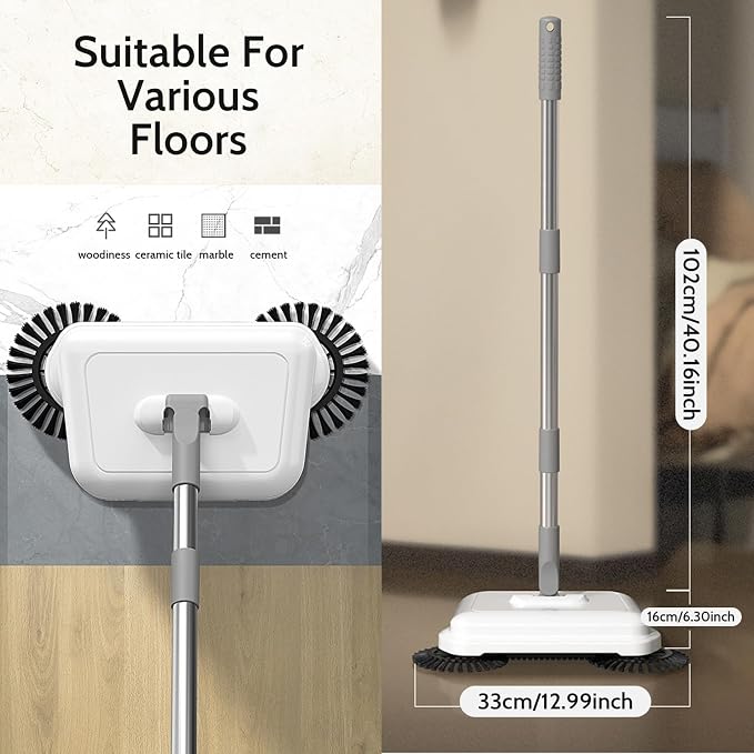 Floor Sweeper 2-in-1 360° Rotating Hand Push Sweeper High Efficient Carpet - Image 6