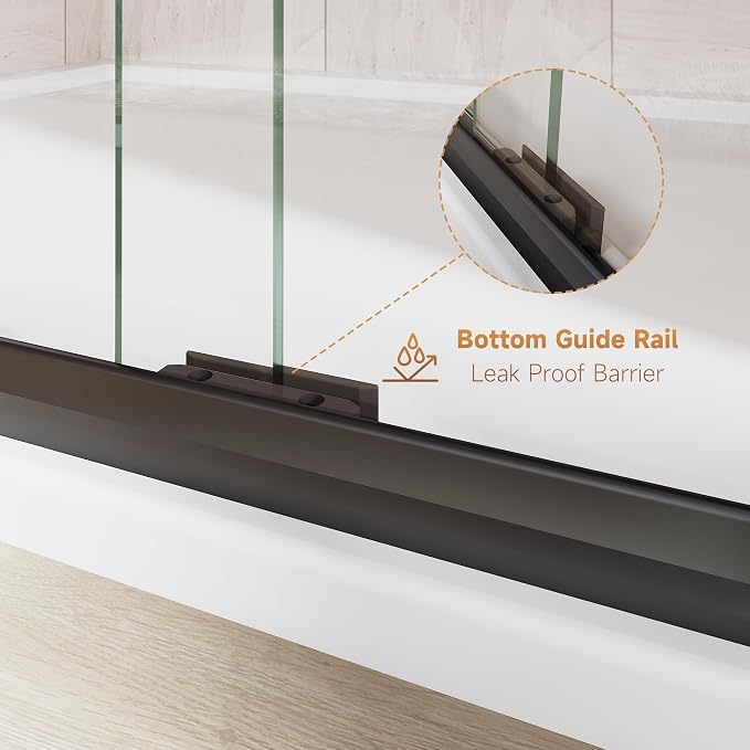 Bathtub Shower Door 56-60 in. W x 57 in. H, UCALAFEE Semi-Frameless Double - Image 3