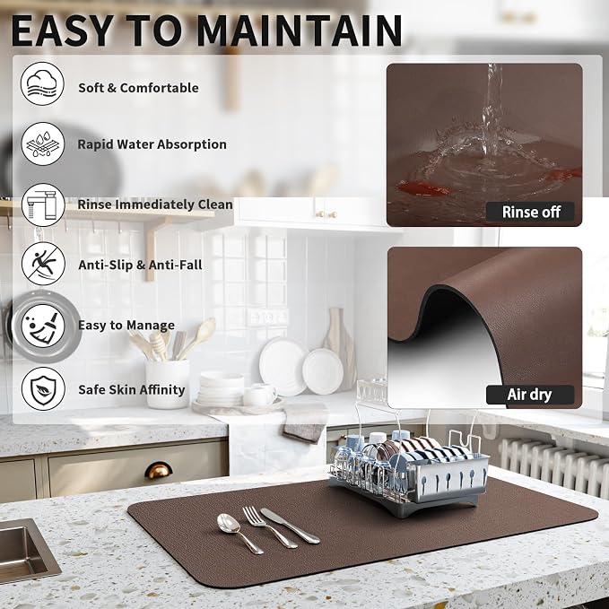 Dish Drying Mat for Kitchen Counter, Heat Resistant Drainer Mats - Image 4
