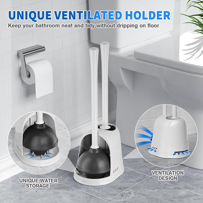 Toilet Plunger and Brush, Bowl Brush and Heavy Duty Toilet Plunger Set - Image 5