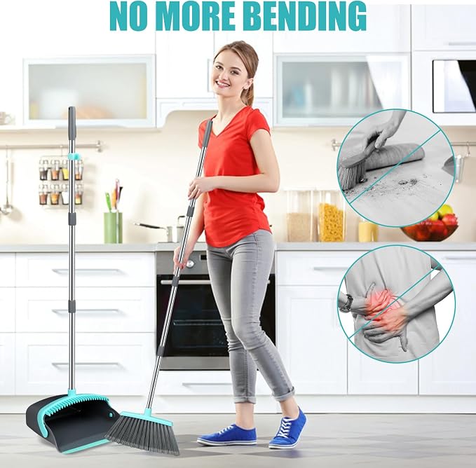 Upgrade Broom and Dustpan Set, Silicone Broom, Long Handle Broom - Image 7