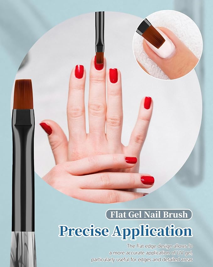 3PCS Nail Polish Clean Up Brush, Round&Falt&Angled Acetone Resistant Nail Brush - Image 3