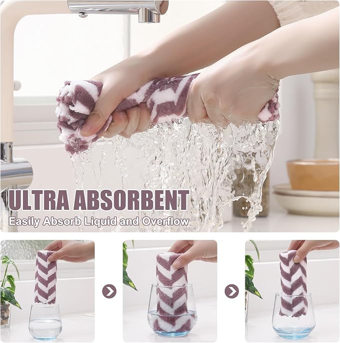 Homaxy 12 Pack Kitchen Dish Cloths, Ultra Soft and Absorbent Dish Towels - Image 3