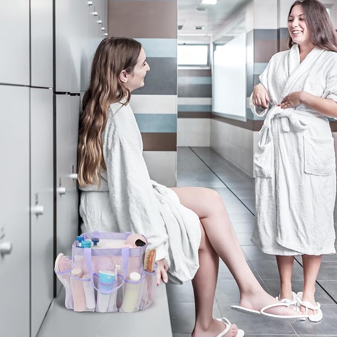 F-color Mesh Shower Caddy Portable, Upgrade Deeper 7 Pockets Shower Bag Basket - Image 6
