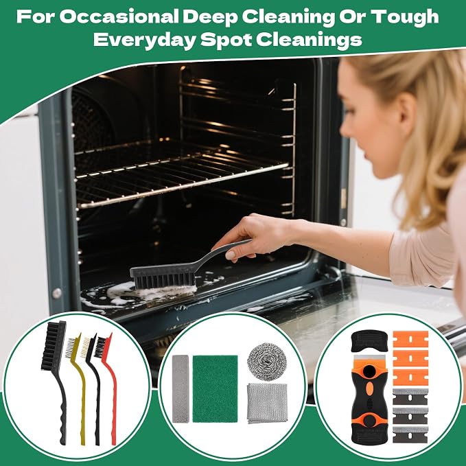 Heavy Duty Oven Cleaner Brush Kits, Include Razor Blade Scraper, Crevice - Image 7