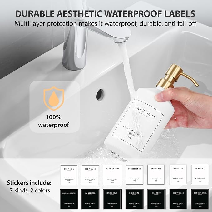 Gold Soap Dispenser Set, Glass Hand and Dish Soap Dispenser Set - Image 4