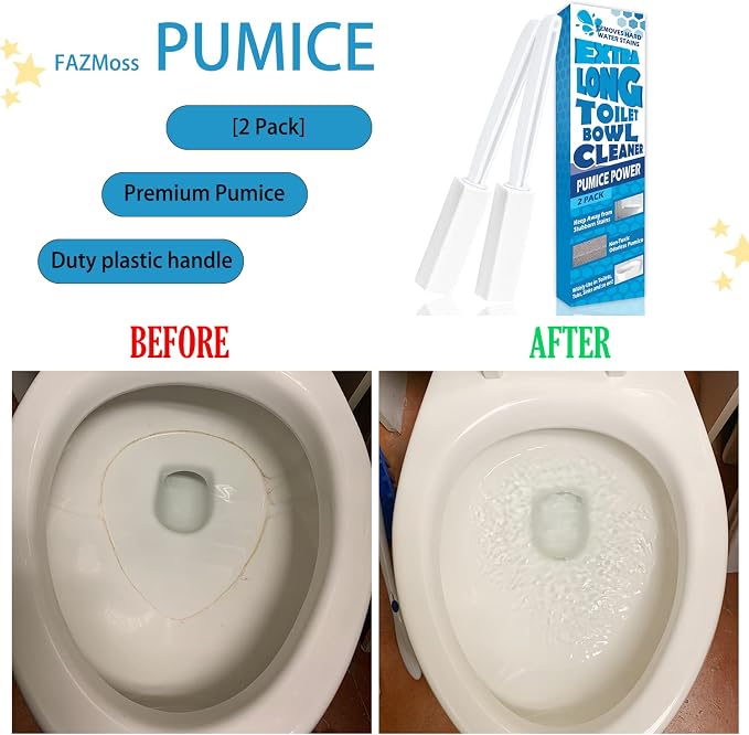 2 Pack Pumice Stone for Toilet Cleaning, Extra Long Handle for Removing Bowl - Image 2