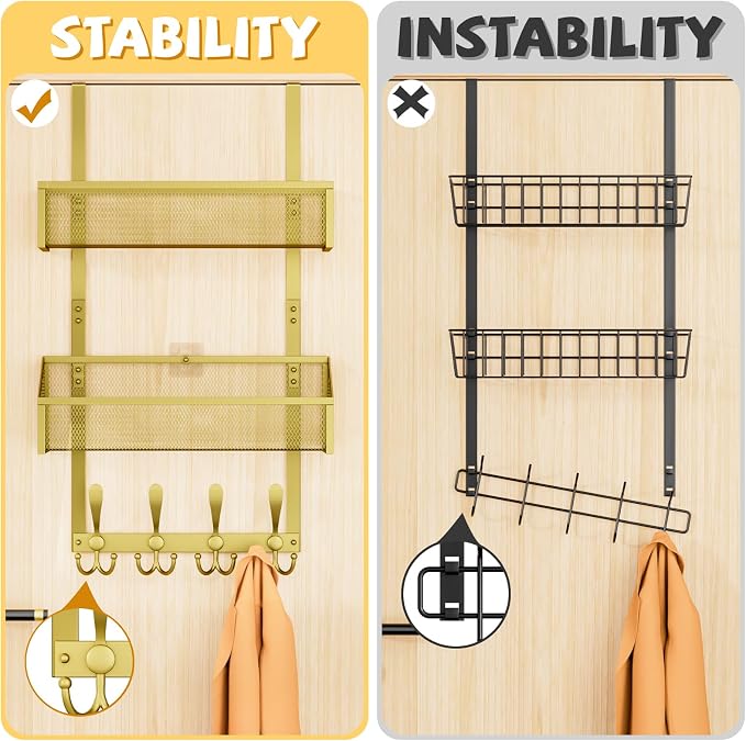 Over The Door Hooks Organizer, Coat Rack Over The Door Storage Hanger Towel Rack - Image 3