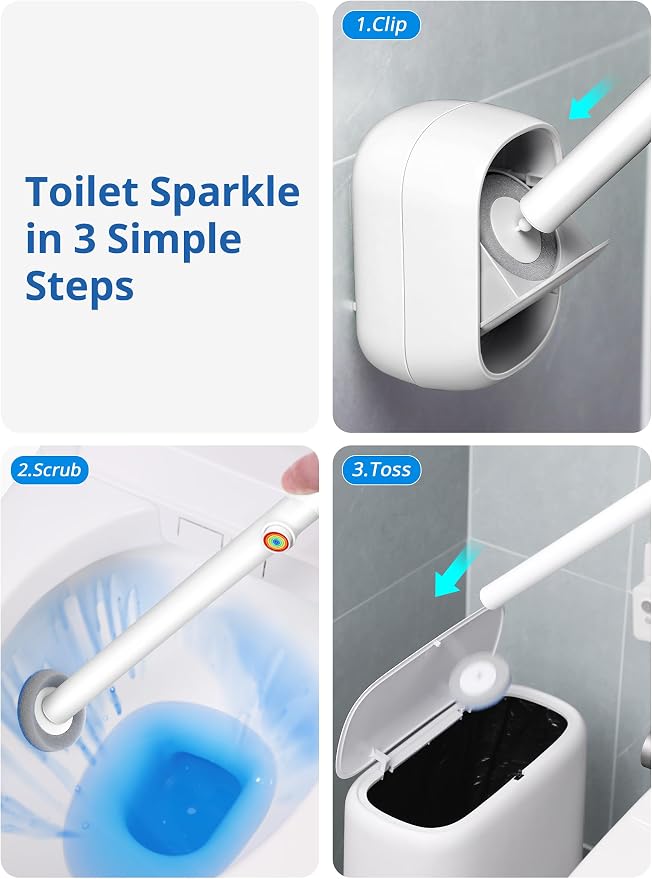 Toilet Cleaner Wand, Disposable Toilet Brush and Holder Set, Toilet Bowl - Image 8