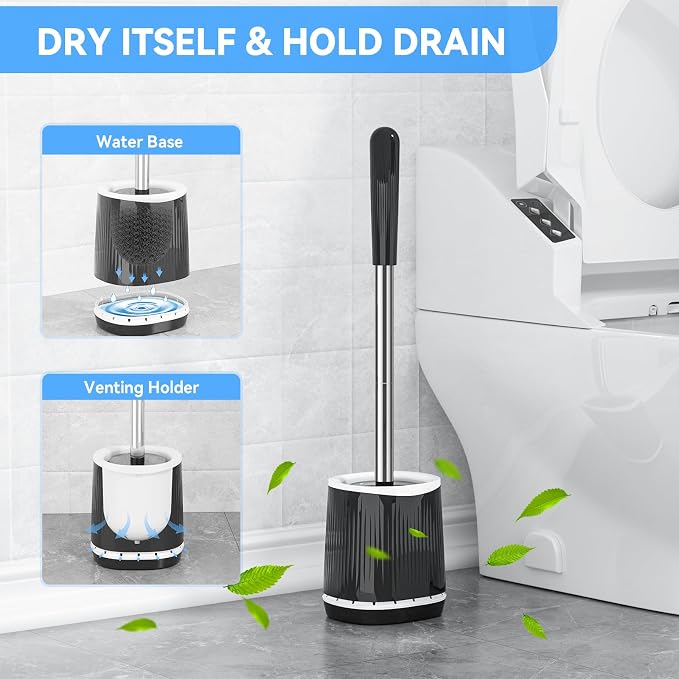 TRENTI Toilet Brush, Toilet Brush and Holder Set, Bristles Toilet Bowl Brush - Image 2