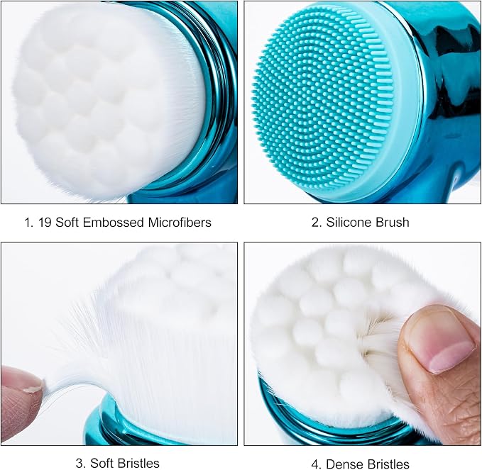 Face Brush 2 in 1, Facial Cleansing Exfoliating Scrubber Brush, Silicone Double - Image 3