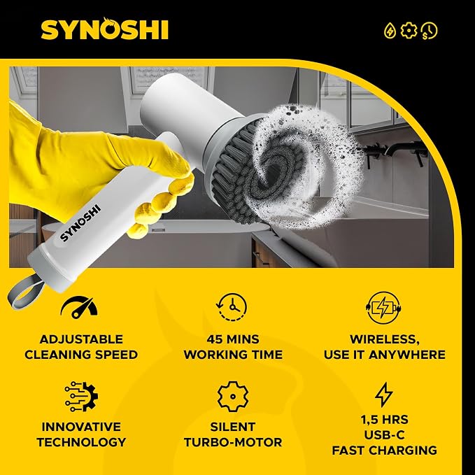 SYNOSHI Electric Spin Scrubber, Power Cleaning Brush - Image 4