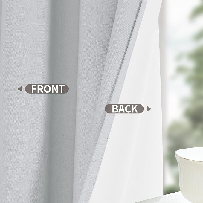 YoungsTex Light Grey Linen 100% Blackout Curtains 72 Inches Long - Image 6