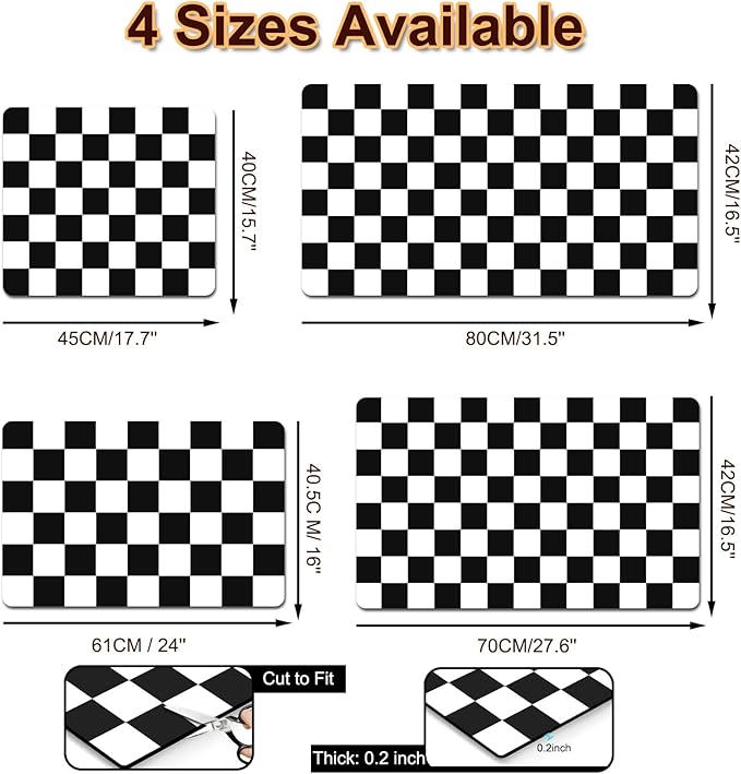 Dish Drying Mat for Kitchen, Checkered Coffee Station Mats - Image 5