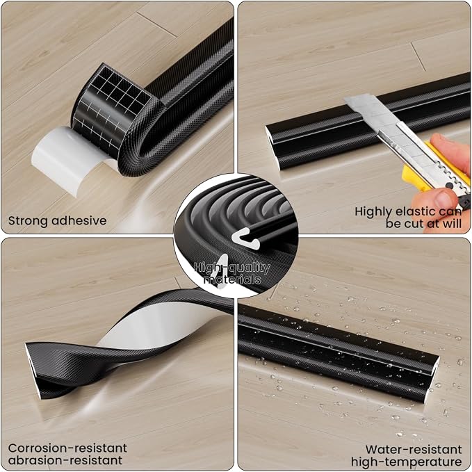 V Shape Foam Weather Stripping Door Frame Seal Strip 33FT Black, Draft Stopper - Image 3