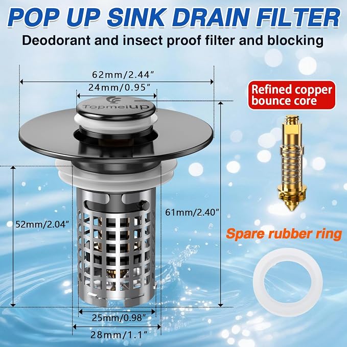 Sink Stopper Hair Catcher, Pop-up Sink Drain Strainer - Image 2
