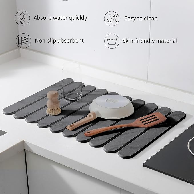 24"×16" Grey Stone Dish Drying Mats - Image 4