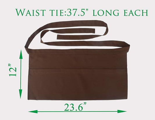 Resist water 3 big Pockets Waist Server Apron Kitchen Restaurant Unisex Half - Image 2