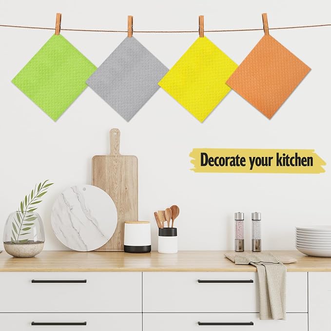 Swedish Dishcloths for Kitchen | 6 Pack Dish Towels Cellulose Sponge Cloths | - Image 2