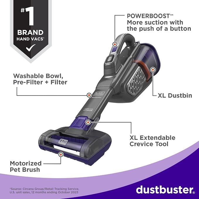 BLACK+DECKER dust buster Handheld Vacuum Cordless, Pet Hair Vacuum, Portable - Image 2