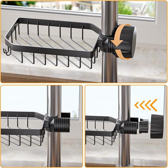 LONIN Sponge Holder Over Faucet Kitchen Sink Caddy Organizer, Stainless Steel - Image 4