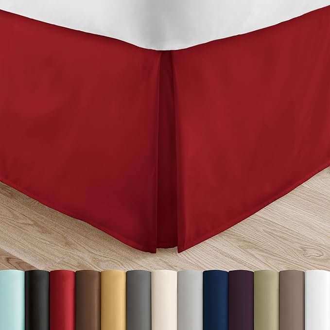 Linen Market Bed Skirt - Ultra Soft Microfiber - Easy Fit with 14 Inch Tailored Drop - Hotel Quality, Shrinkage & Fade Resistant - Bed Cover - Twin XL Bed Skirts - Bedroom Décor - (Twin XL, Burgundy)
