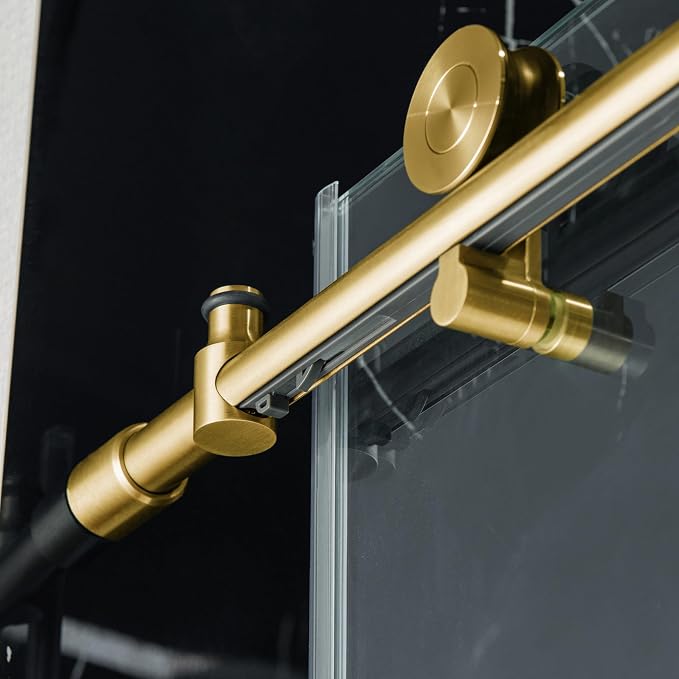 Woodbridge Frameless Single Sliding Shower Doors in Brushed Gold Finish - Image 10
