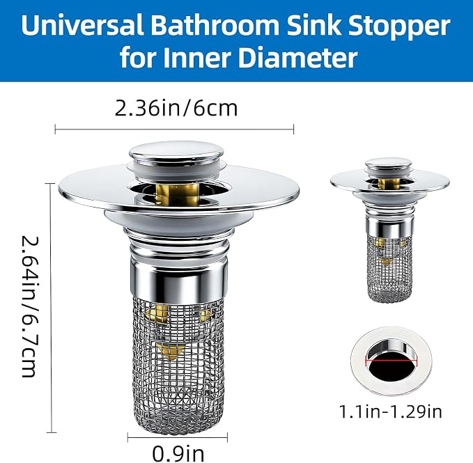 Bathroom Sink Drain Strainer, Pop-up Sink Drain Strainer - Image 2