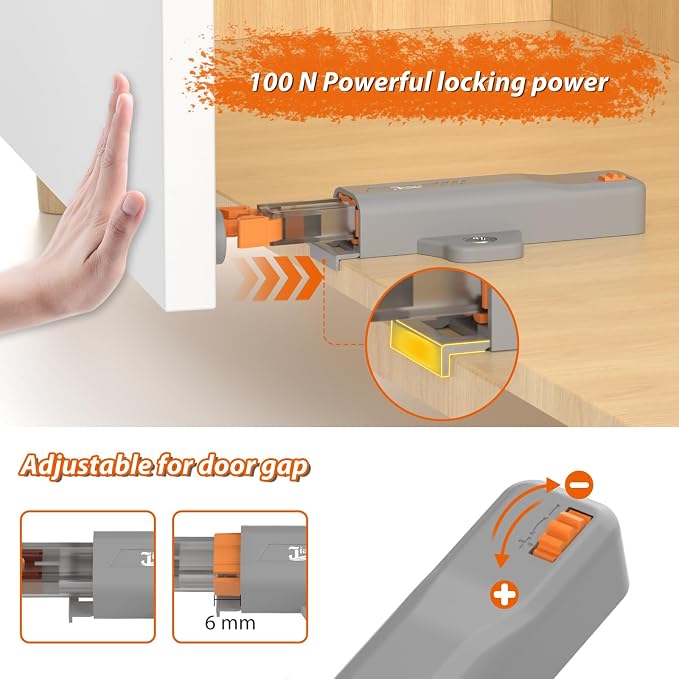 Push Touch Latches for Cabinets, Jiayi 4 Pack Heavy Duty Push Lock Door Latch - Image 6