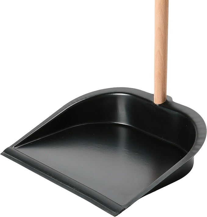 Creative Co-Op Beech Wood Broom & Standing Metal Dust Pan, Natural & Black - Image 4