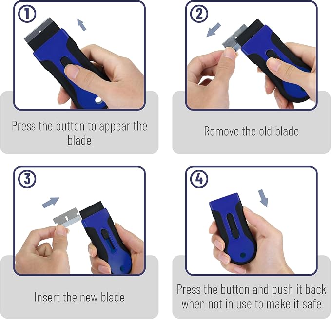 Bates- Razor Blade Scraper Tool, 2 Pack, 30 Extra Stainless Steel Blades - Image 4