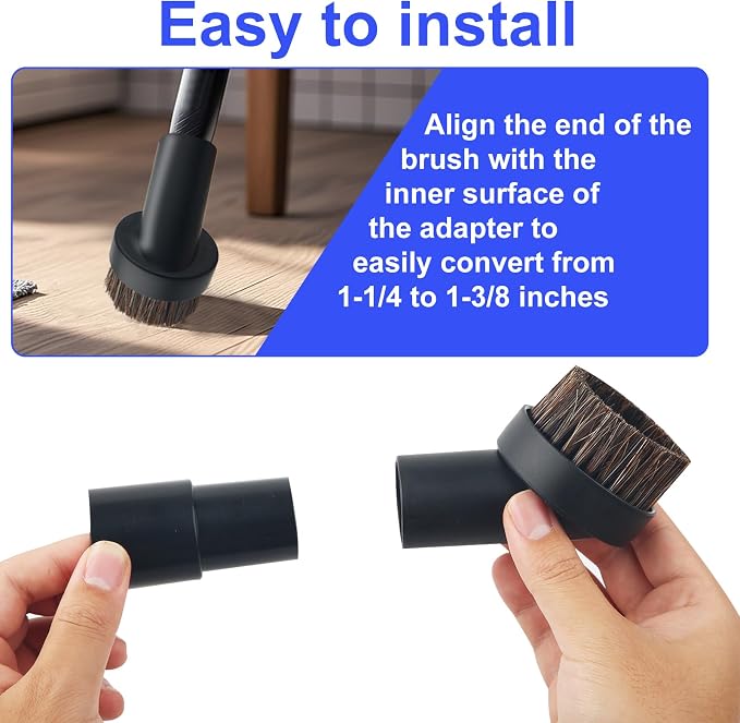 3pcs Horse Hair Brush Vacuum Attachments, 1.25'' Black Round Dust Brush - Image 5