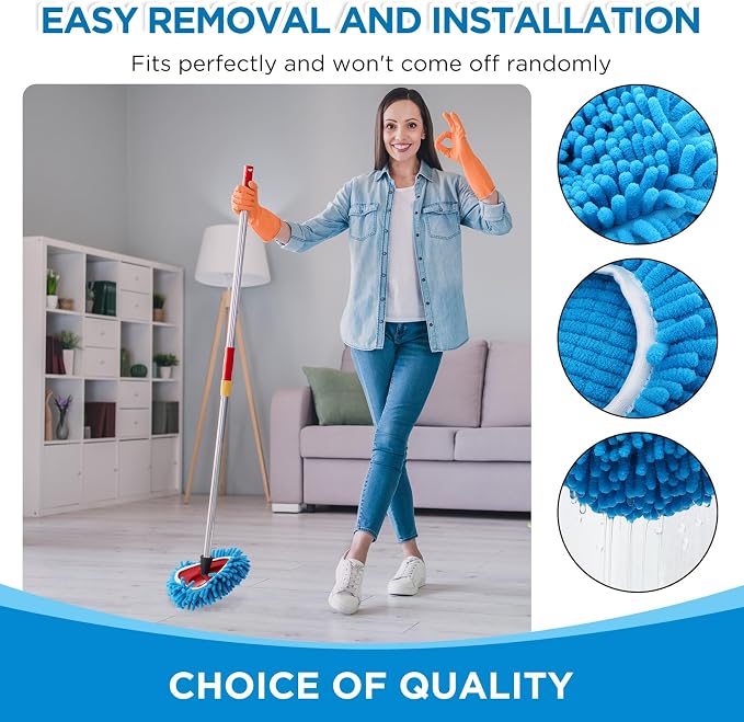 Baderke 3 Pack Chenille Mop Heads Replacements Compatible - Image 3