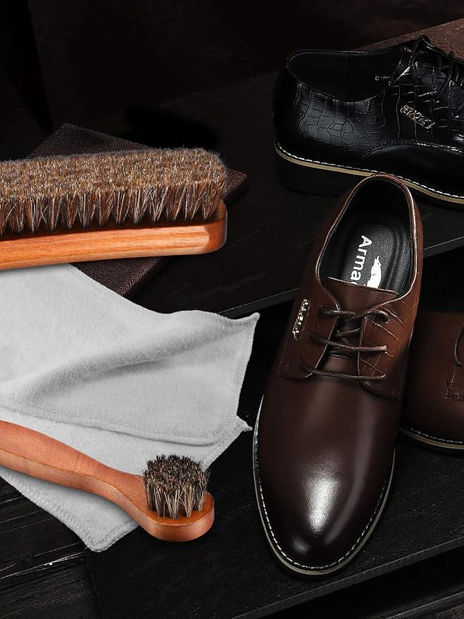 Youngjoy 3 Pieces Horsehair Shine Shoes Brush kit Polish Dauber Applicators - Image 7