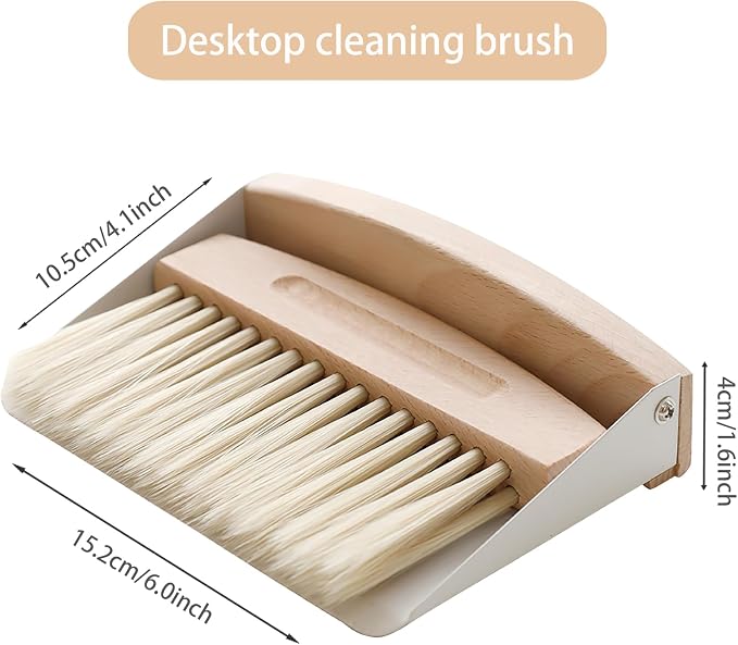 Mini Dustpan and Brush Set, Small Beechwood Broom and Dust Pan Set, Portable - Image 3