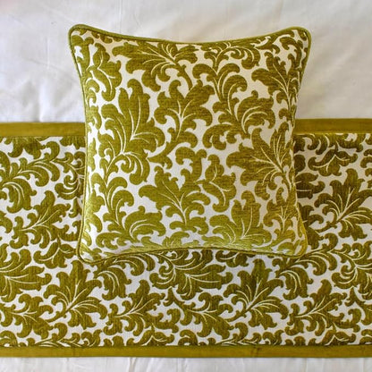 The HomeCentric King/Queen/Twin Chartreuse Decorative Full 68"x18" Bed Runner with Pillow Cover, Velvet, Floral Pattern Bed Scarf on Velvet Fabric - Enchanted Chartreuse