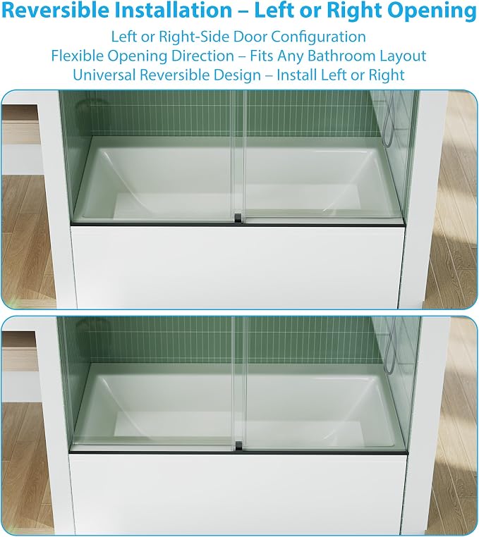 Bathtub Shower Door, 1/4" SGCC Tempered Glass - Image 4